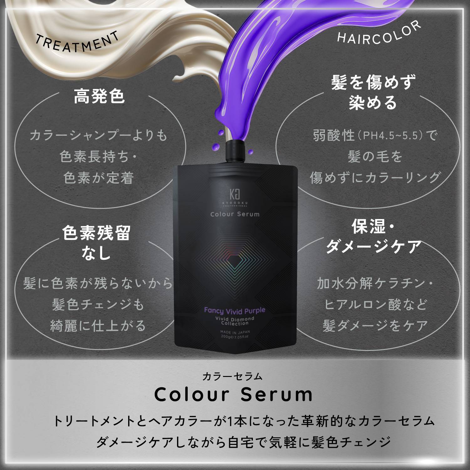 KYOGOKU カラーセラム (ファンシービビッド パープル) 200g 紫 カラーバター カラートリートメント