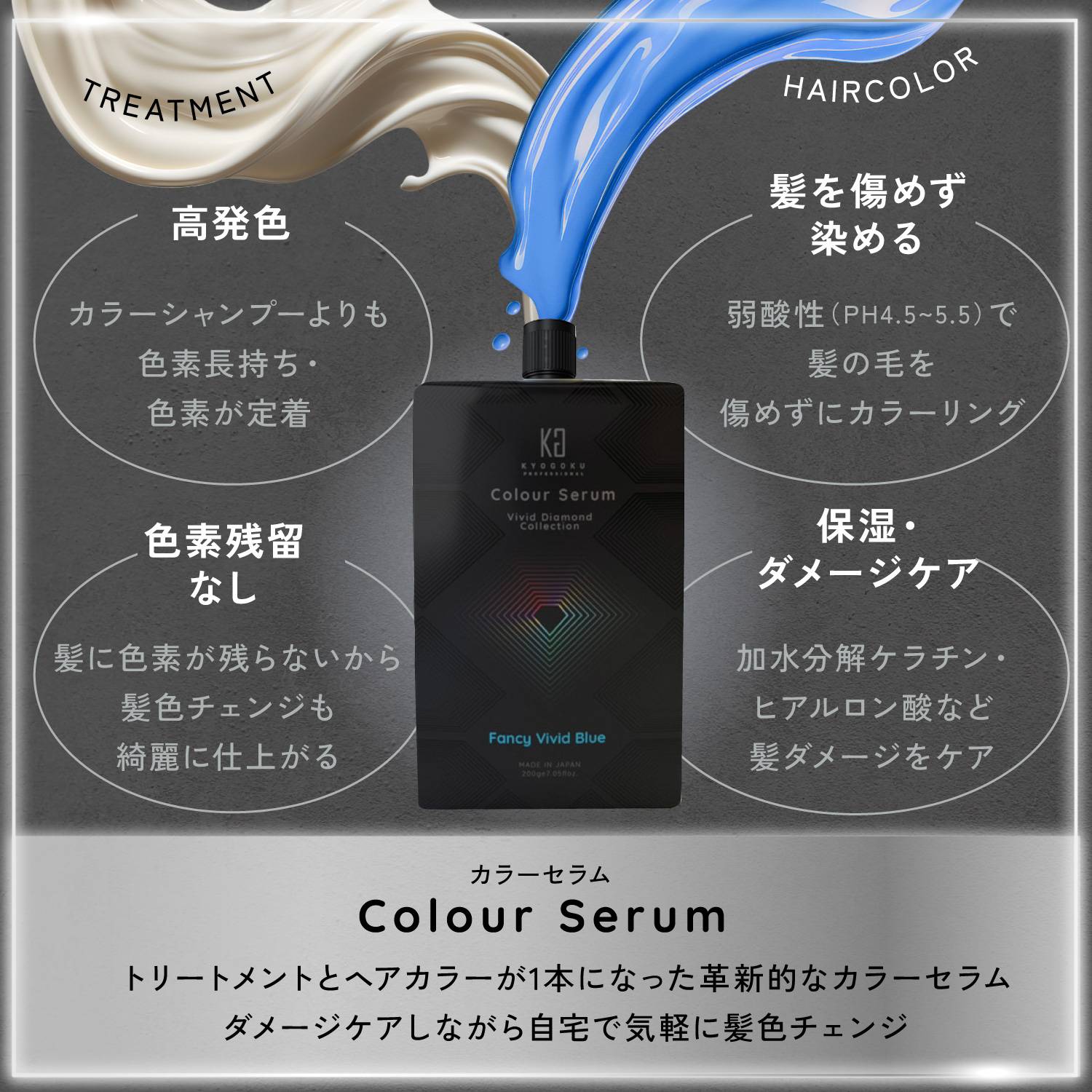 KYOGOKUカラーセラム(ファンシービビッド ブルー) 200g 青 カラーバター カラートリートメント