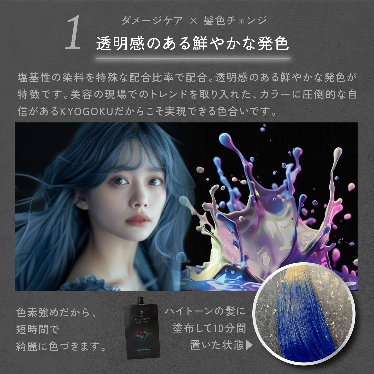 KYOGOKUカラーセラム(ファンシービビッド ブルー) 200g 青 カラーバター カラートリートメント