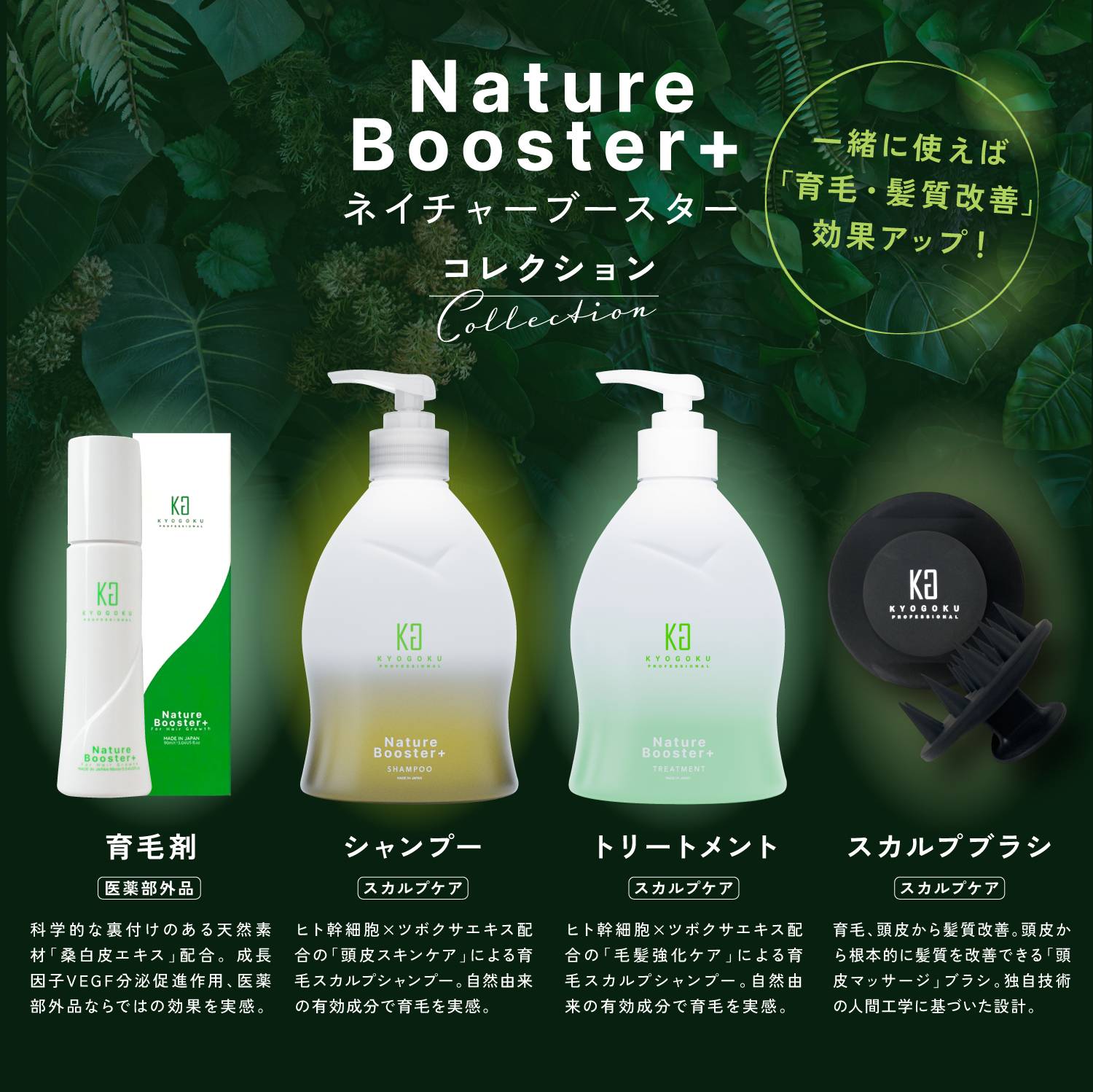 KYOGOKU ネイチャーブースター 育毛剤 医薬部外品 ヘアトニック 薬用育毛トニック 男女兼用 無添加 抜け毛予防